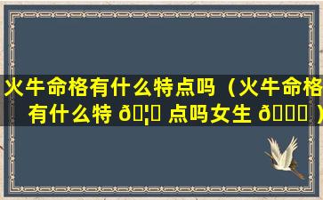 火牛命格有什么特点吗（火牛命格有什么特 🦊 点吗女生 🐎 ）